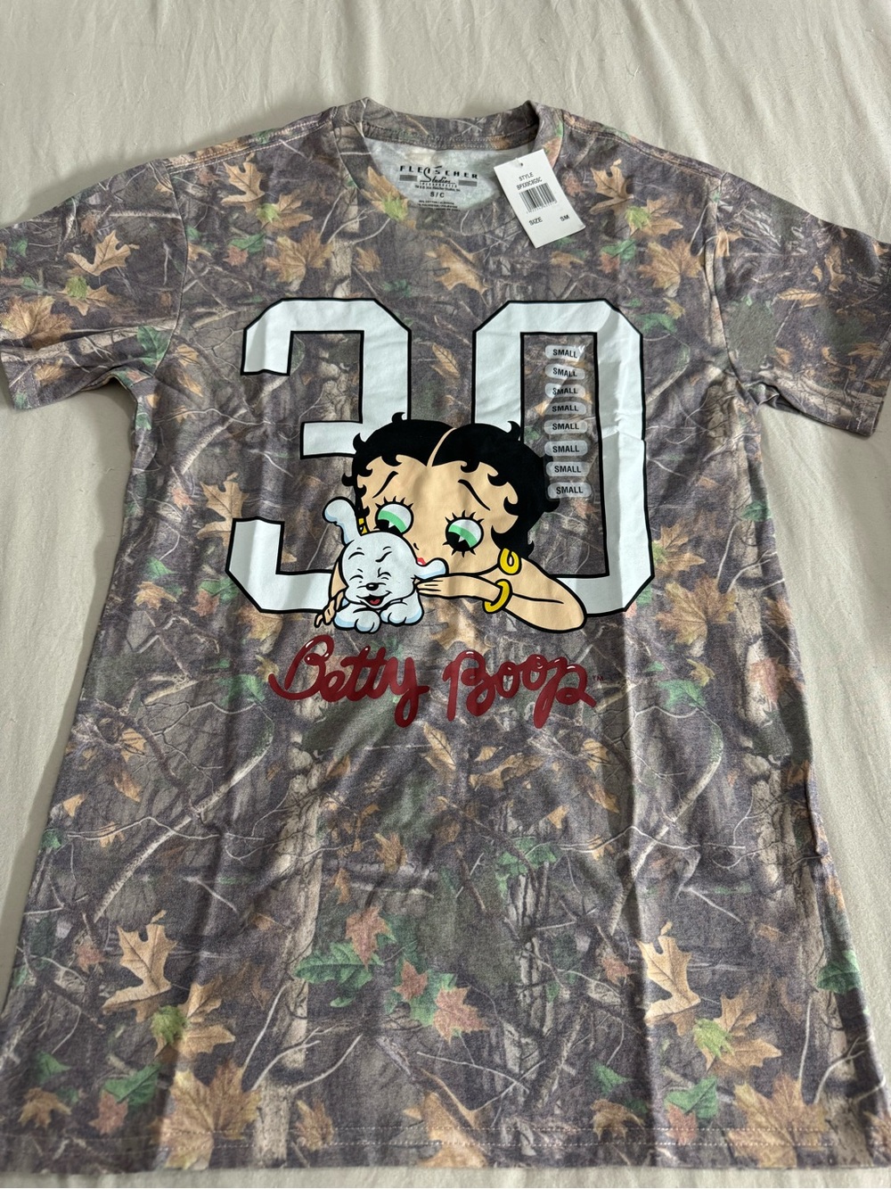 Betty Boop Camo Graphic Tee with Red Script